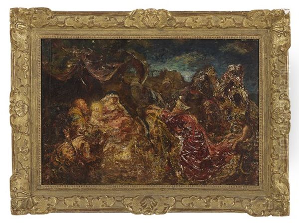 Adoration Of The Magi Oil Painting by Adolphe Joseph Thomas Monticelli