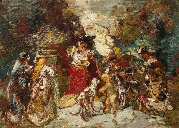 Scene Galante Oil Painting by Adolphe Joseph Thomas Monticelli