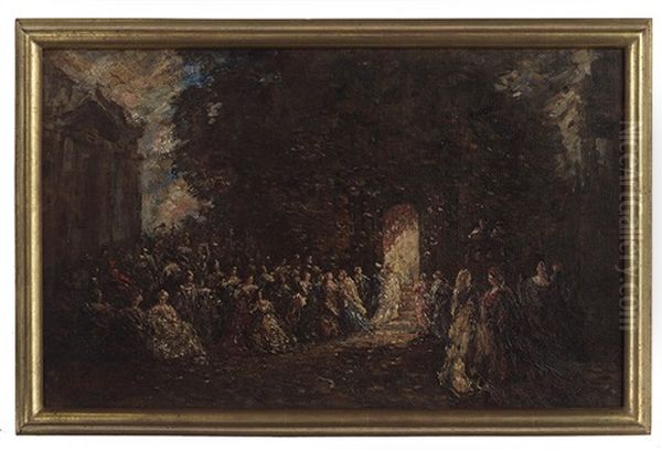 Evening Ball Oil Painting by Adolphe Joseph Thomas Monticelli