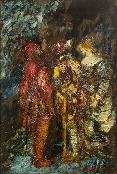 Scene De Faust Oil Painting by Adolphe Joseph Thomas Monticelli