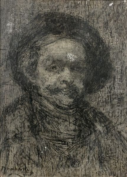 Portrait De Rembrandt Oil Painting by Adolphe Joseph Thomas Monticelli