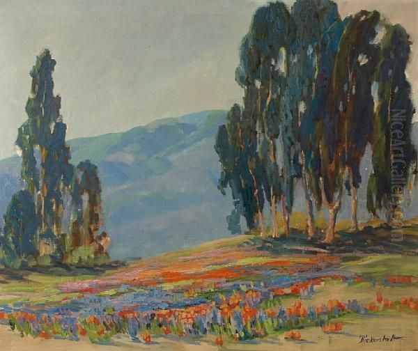 California Wildflowers Oil Painting by George Sanders Bickerstaff