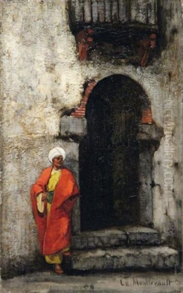 Un Oriental Debout, Appuye Au Montant D'une Porte Oil Painting by Charles Montlevault