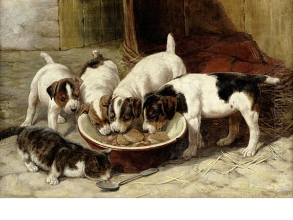 A Shared Meal Oil Painting by Fannie Moody