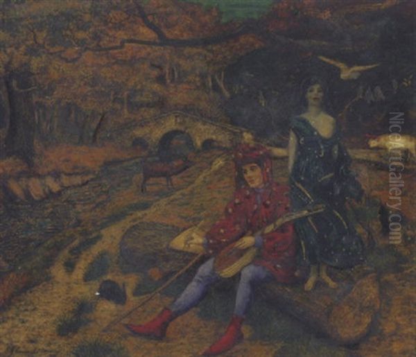 Night Of The Poet Oil Painting by Robert James Enraght Moony