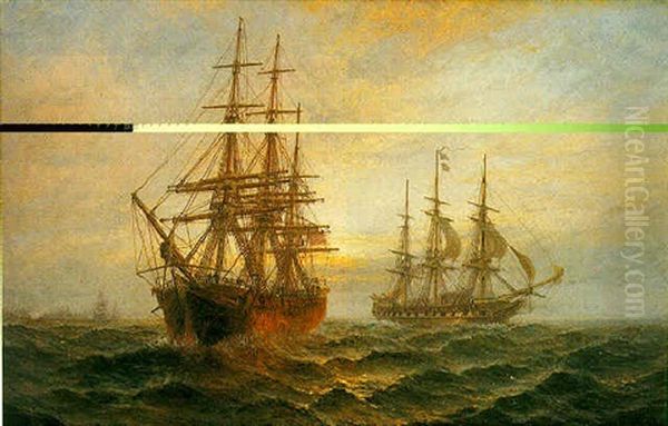 Frigate Outward Bound Off Shoeburyness Oil Painting by Claude T. Stanfield Moore