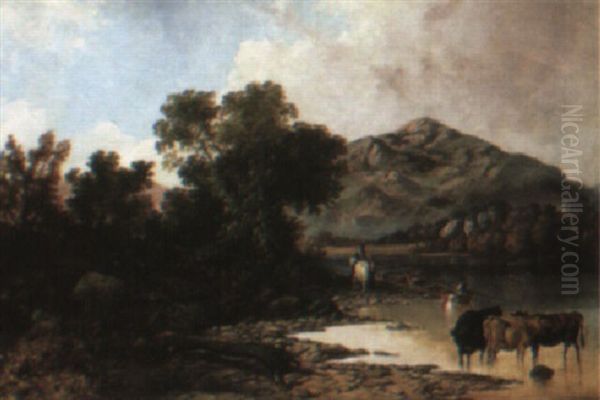 Ven Benue From The Island, Loch Achray Oil Painting by Henry Moore