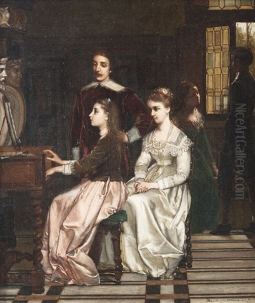 Playing Spinet Oil Painting by Frans Moormans