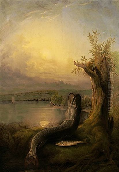 Fruhlingslandschaft Am Fruhen Morgen Oil Painting by Josef Moosbrugger