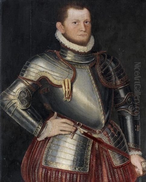 Portrait D'homme En Armure Oil Painting by Antonis Mor Van Dashorst