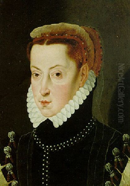 Portrait Of A Lady (joanna Of Austria?) Oil Painting by Antonis Mor Van Dashorst