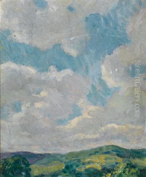 Clouds From The Connecticut Litchfield Hills (study) Oil Painting by Francis Luis Mora