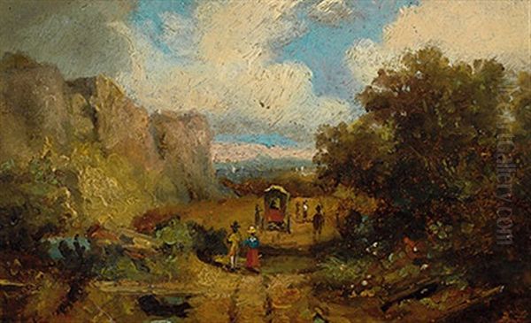 Sonntagliche Gesellschaft Beim Ausflug Auf Das Land Oil Painting by Willy Moralt