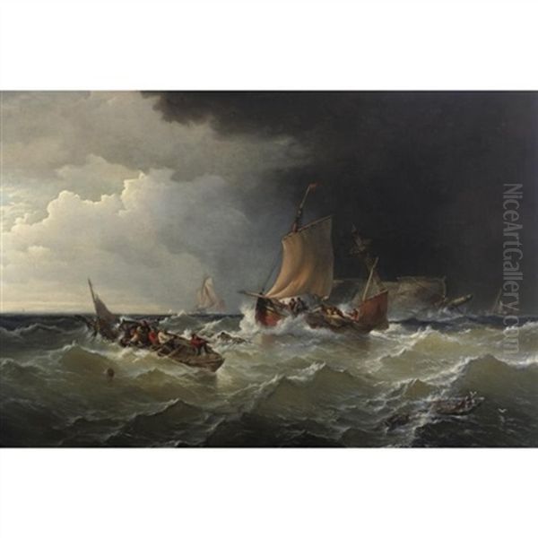 The Morning After The Gale - The Wreck Oil Painting by Edward Moran
