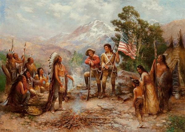 Fifteen Stripes, Fifteen Stars 1795-1818 Oil Painting by Edward Percy Moran