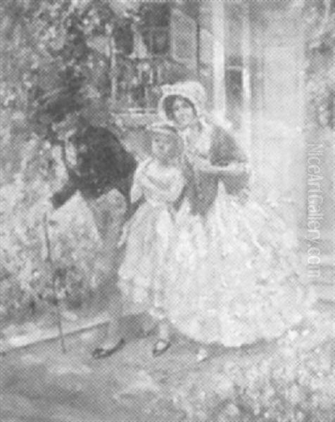 Colonial Sunday Morning Oil Painting by Leon John Moran