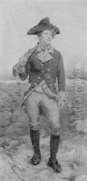 A French Soldier Oil Painting by Leon John Moran