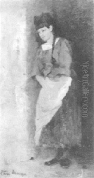 Young Girl In Braids Oil Painting by Leon John Moran