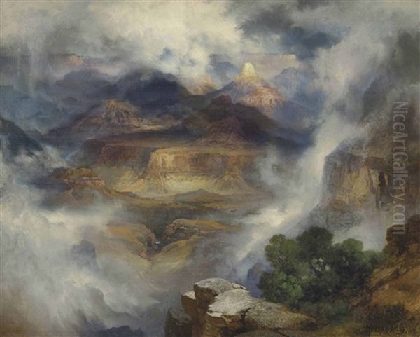 Grand Canon After A Storm (grand Canyon Of Arizona At Sunrise) Oil Painting by Thomas Moran
