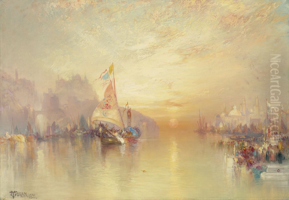 A Scene From Lalla Rookh Oil Painting by Thomas Moran