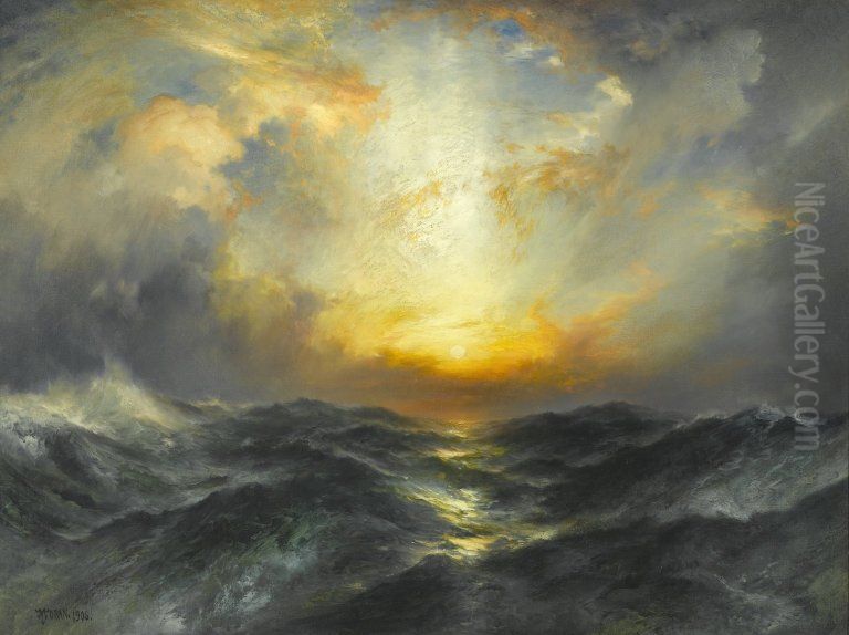 Sunset At Sea Oil Painting by Thomas Moran