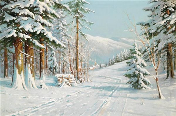 Winter Oil Painting by Walter Moras