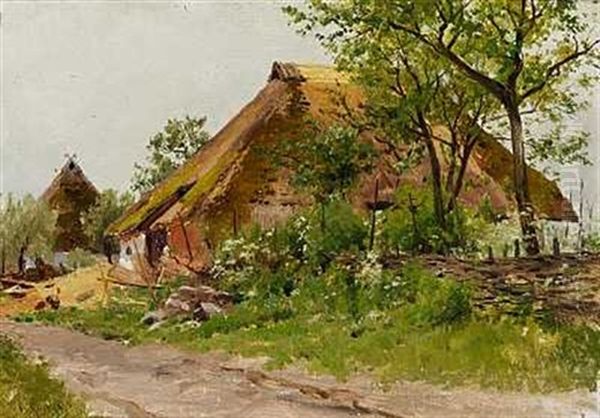 Hytter I Et Sommerlandskab Oil Painting by Walter Moras