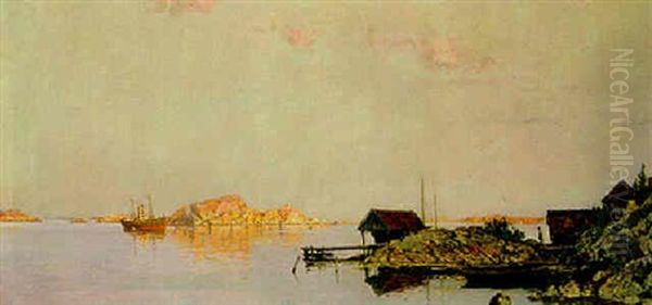 Sommerabend An Sudnorwegischer Kuste In Den Scharen Oil Painting by Walter Moras