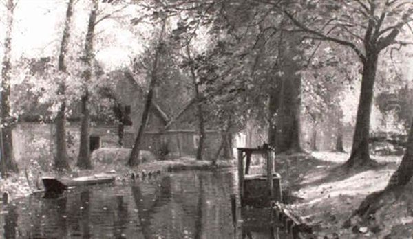 Wooded Landscape With Cabin Oil Painting by Walter Moras