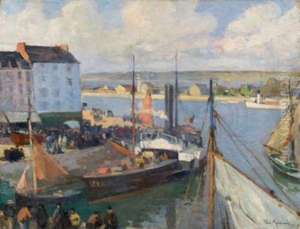 Quai Anime A Honfleur Oil Painting by Paul Morchain