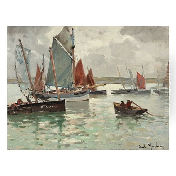 Vue De Port De Douarnenez Oil Painting by Paul Morchain