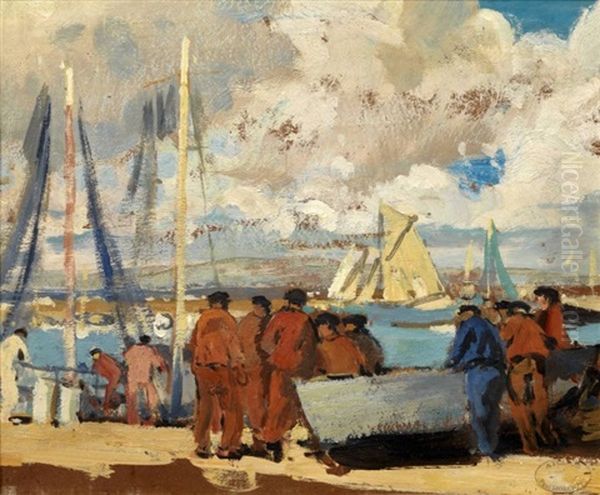 Pecheurs Oil Painting by Paul Morchain