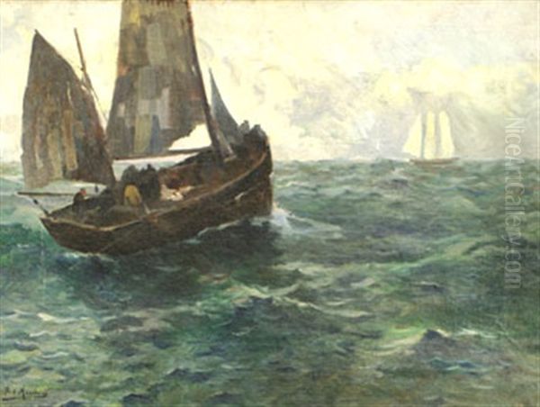 Depart En Peche Oil Painting by Paul Morchain
