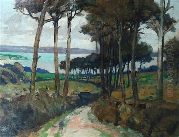 Pins En Bord De Mer Oil Painting by Paul Morchain