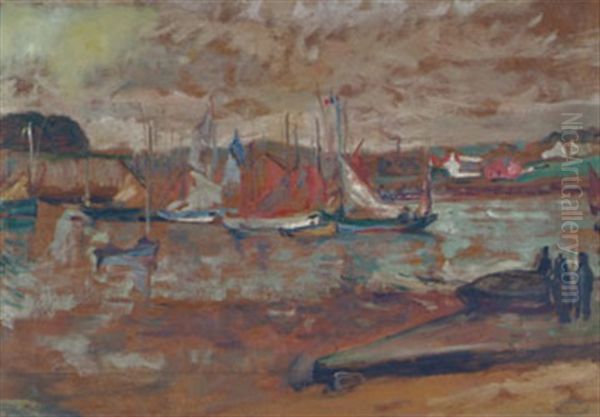 Bateaux A Quai Oil Painting by Paul Morchain