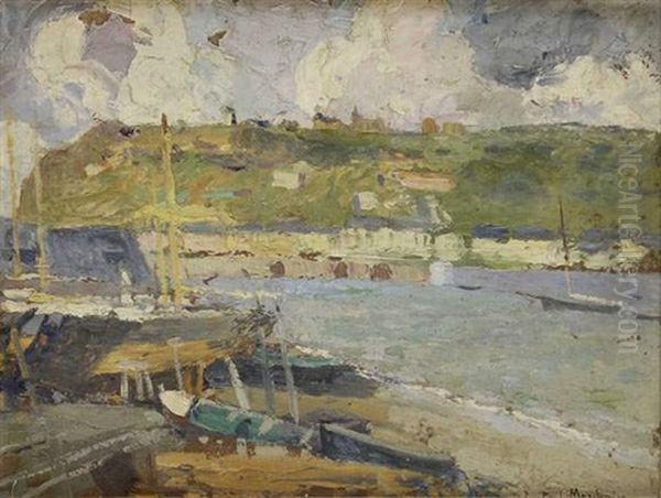 Fecamp, L'avant-port Oil Painting by Paul Morchain