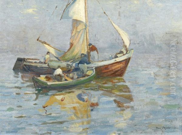 Zwei Boote In Ruhigem Gewasser Oil Painting by Paul Morchain