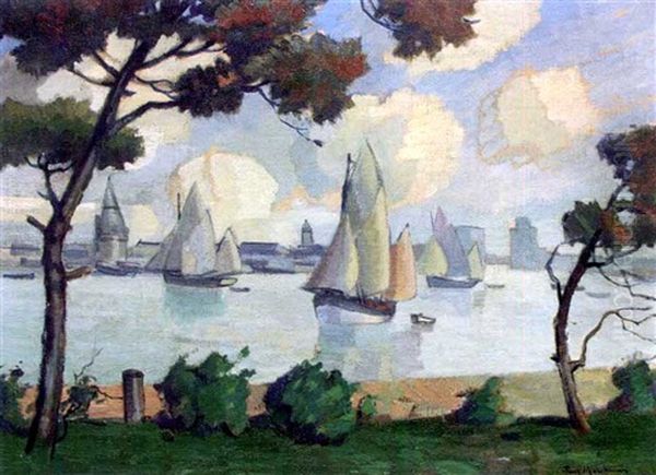 La Sortie Du Port Oil Painting by Paul Morchain