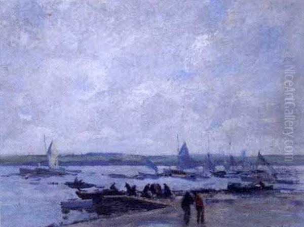 Retour De Peche, Douarnenez Oil Painting by Paul Morchain