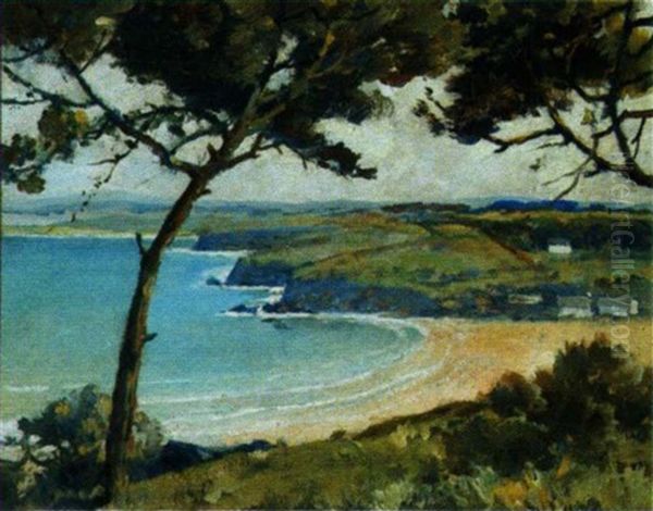 Plage Du Ris A Douarnenez Oil Painting by Paul Morchain
