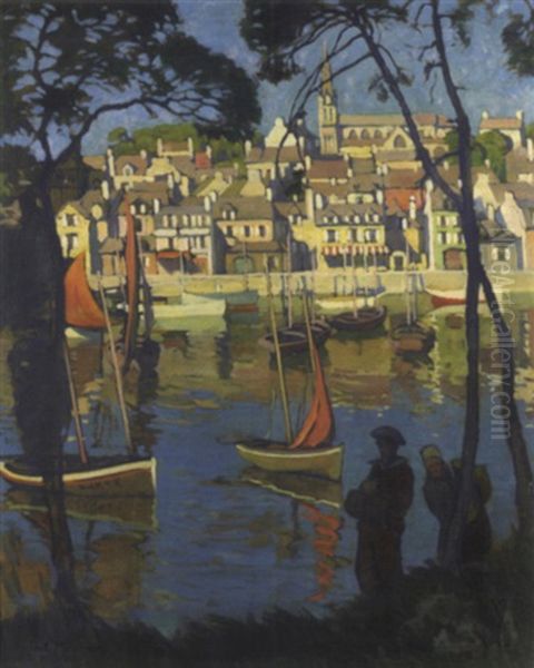 Promenade Au Bord Du Port Oil Painting by Paul Morchain