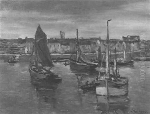 Late Afternoon In The Harbour Oil Painting by Paul Morchain