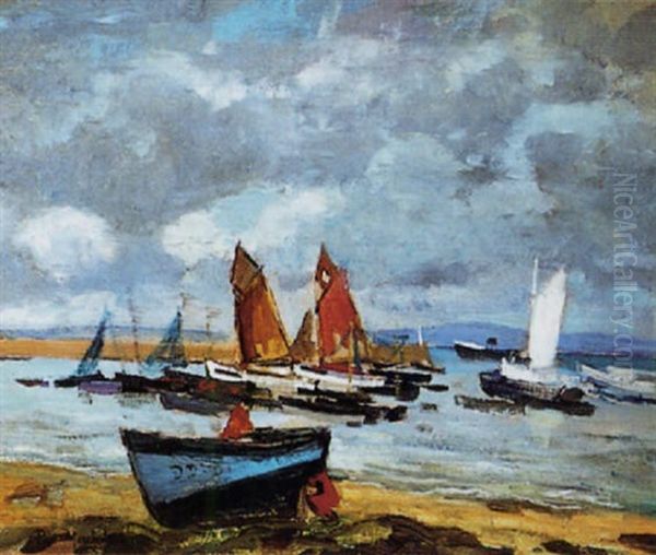 Port Du Rosmeur A Douarnenez Oil Painting by Paul Morchain