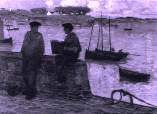 Accordeoniste Sur La Jetee Oil Painting by Paul Morchain