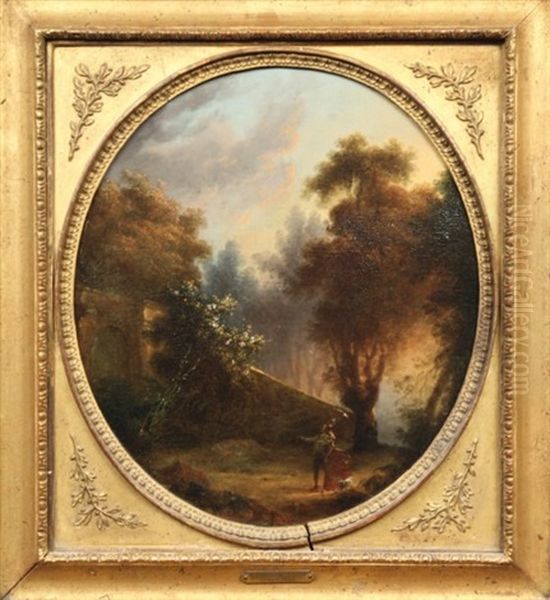 Jeune Couple Se Promenant Dans Un Parc Oil Painting by Louis Gabriel Moreau