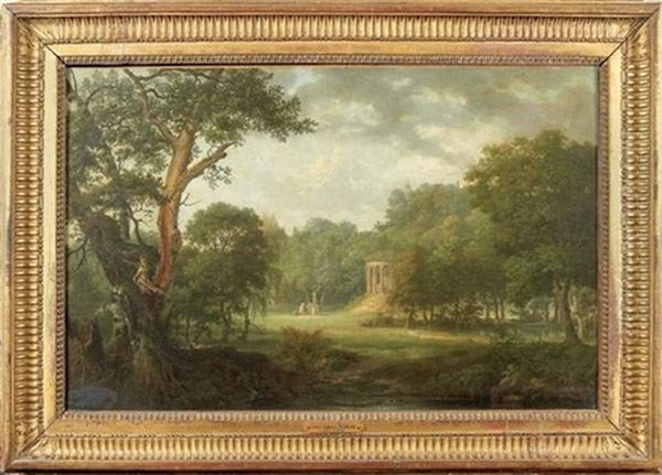 Temple A L'amour Dans Un Paysage Oil Painting by Louis Gabriel Moreau
