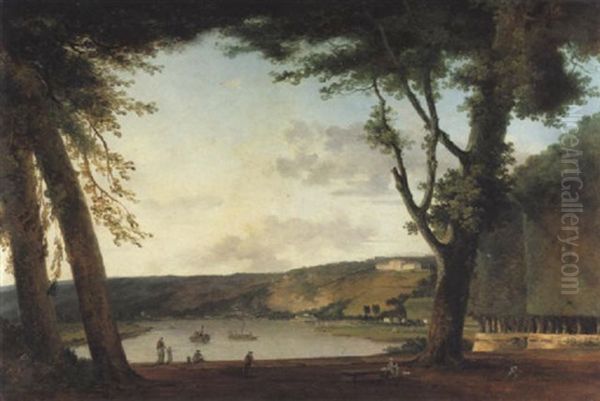 Vue Des Coteaux De Bellevue Prise Du Parc De Saint-cloud Oil Painting by Louis Gabriel Moreau