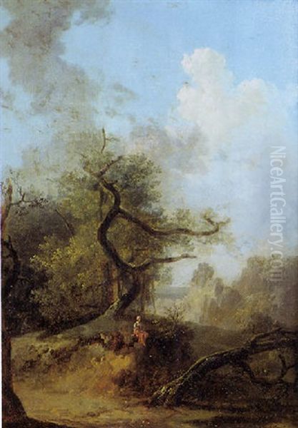Personnage Dans Un Paysage Oil Painting by Louis Gabriel Moreau