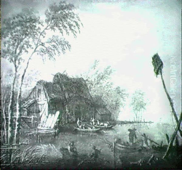 Paysage Lacustre Oil Painting by Louis Gabriel Moreau