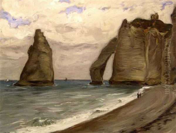 Falaises A Etretat Oil Painting by Etienne Moreau-Nelaton
